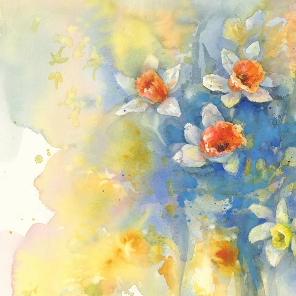 Bahar kokusu suluboya arka plan. Güneşli sarı renkler. Bahar çiçek