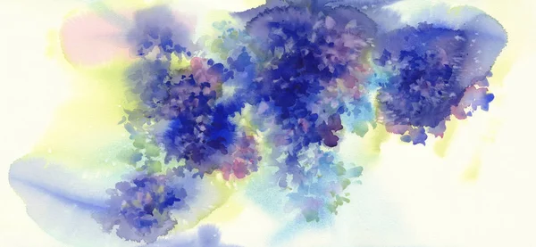 青い花 アジサイの水彩イラストの花束 秋の花 — ストック写真