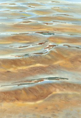 Güneşli deniz şeffaf dalgalar suluboya arka plan ile. Arka plan