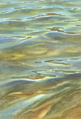 Güneşli deniz şeffaf dalgalar suluboya arka plan ile. Arka plan