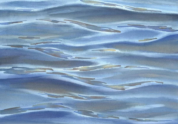 Şeffaf dalgalar suluboya arka plan ile gölge su — Stok fotoğraf