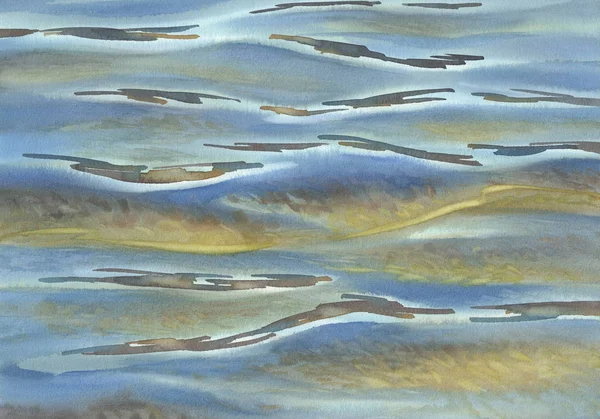 Shadow water with transparent waves watercolor background