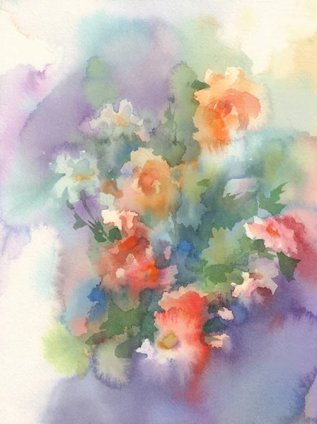 Zomer weide bloemen aquarel achtergrond. Verjaardagskaart — Stockfoto