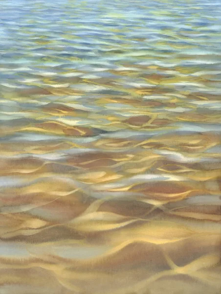 Солнечная вода с прозрачными волнами акварельный фон — стоковое фото