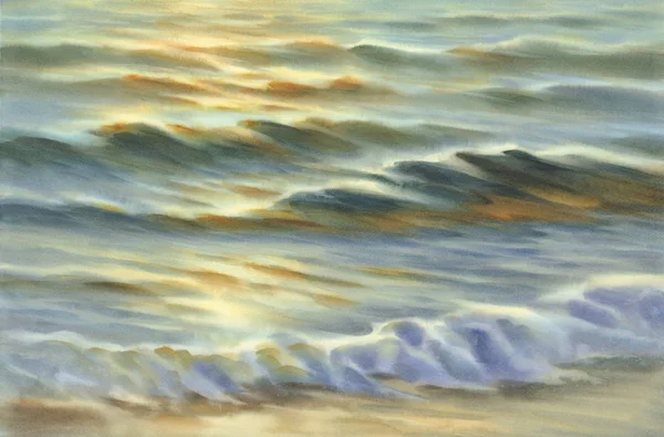 海水彩画の背景による夕方の色 — ストック写真
