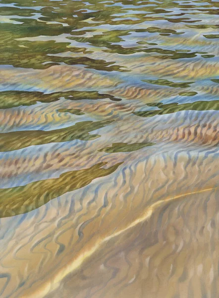 Солнечные водные волны с песком на дне озера акварелью — стоковое фото