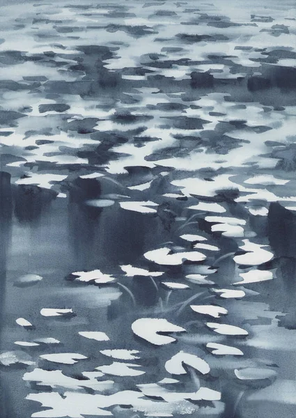 池の水彩を背景にした秋の風景 — ストック写真
