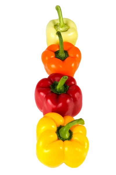 Fresh Vegetables Sweet Red Yellow Green Orange Peppers Isolated White — Stock Photo, Image