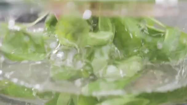 Mani che lavano gli spinaci. Rallentatore — Video Stock