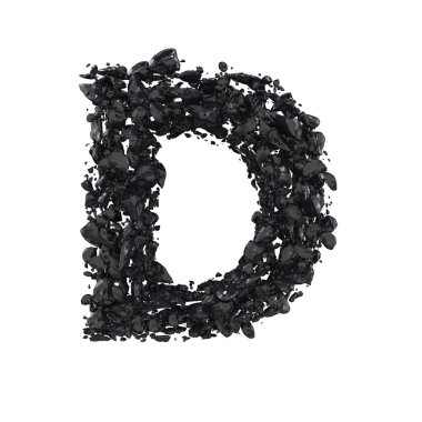 beyaz arka plan üzerinde izole Siyah Obsidian Letter D