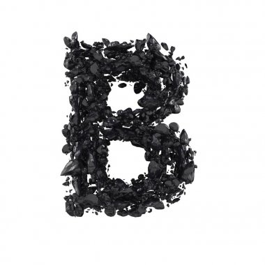 beyaz arka plan üzerinde izole Siyah Obsidian Letter B