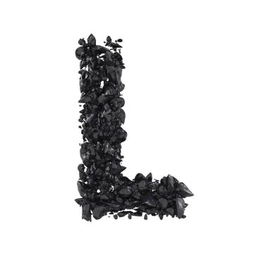 beyaz arka plan üzerinde izole Siyah Obsidian Letter L