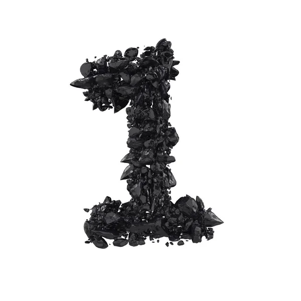 Obsidiana Negra Aislada Número Sobre Fondo Blanco — Foto de Stock