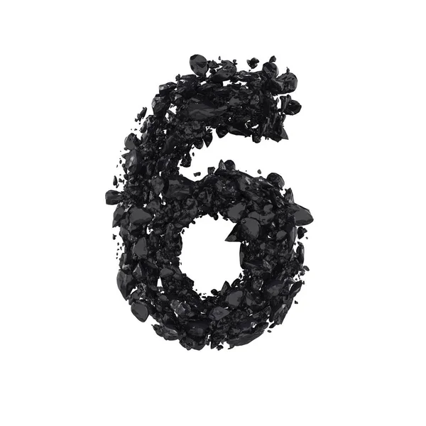 Geïsoleerde Zwarte Obsidiaan Nummer Witte Achtergrond — Stockfoto