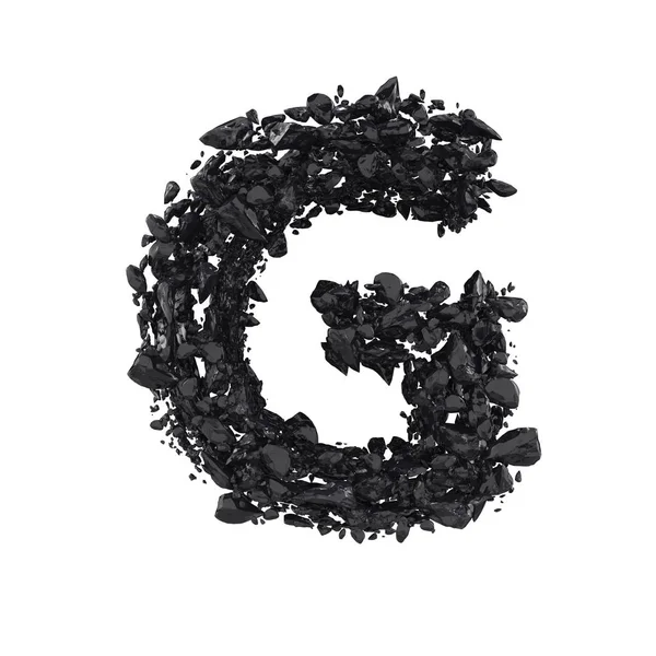 isolated Black Obsidian Letter G  on white background