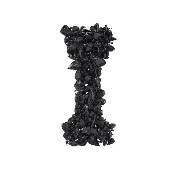 Obsidiana Negra Aislada Letra Sobre Fondo Blanco — Foto de Stock