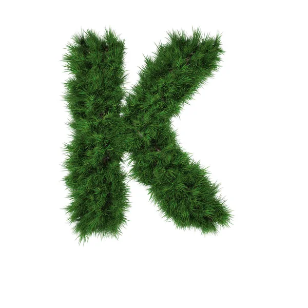 Geïsoleerde Groene Gras Letter Witte Achtergrond — Stockfoto