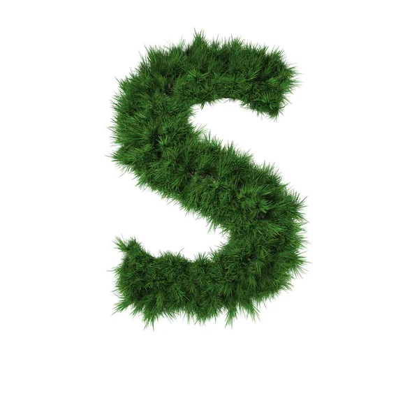 Geïsoleerde Groene Gras Letter Witte Achtergrond — Stockfoto