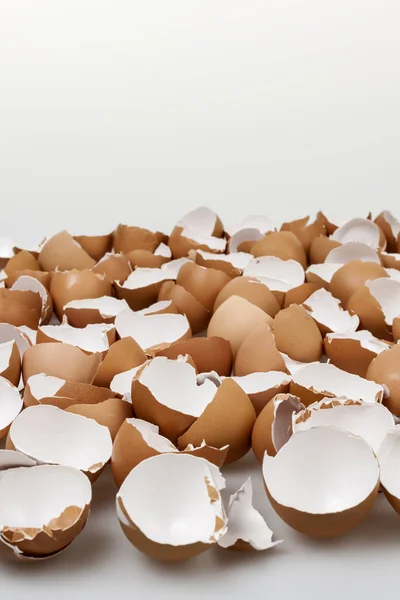 Sfondo Molti Gusci Uovo Vuoti Marroni Rotti — Foto Stock