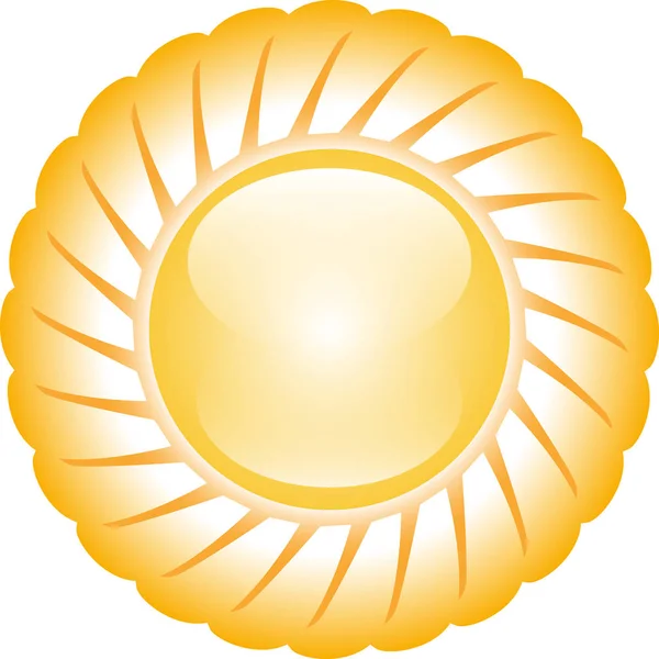 Κίτρινο Γυαλιστερό Λαμπρό Ήλιο Που Απομονώνονται Λευκό Φόντο Εικονογράφηση Διάνυσμα — Διανυσματικό Αρχείο