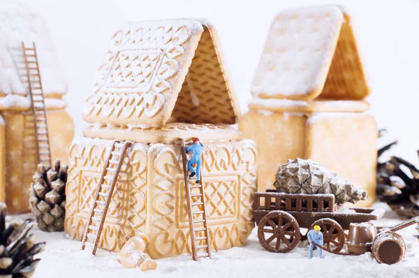 Foto Van Een Kerst Cookie Huis Speelgoed — Stockfoto