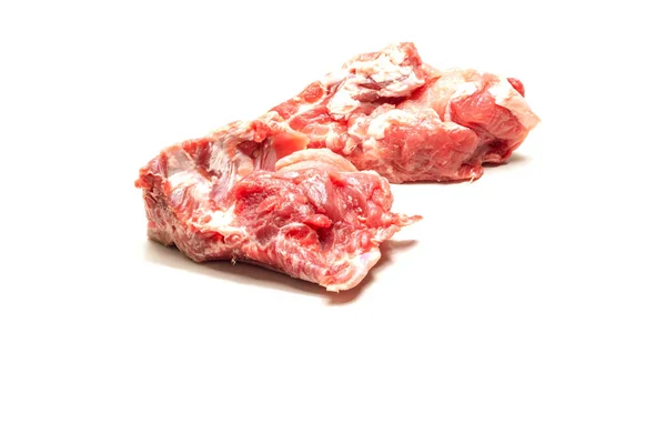 Φρέσκο Χοιρινό Κρέας Στο Κόκαλο Λευκό Φόντο Ελεύθερος Χώρος — Φωτογραφία Αρχείου