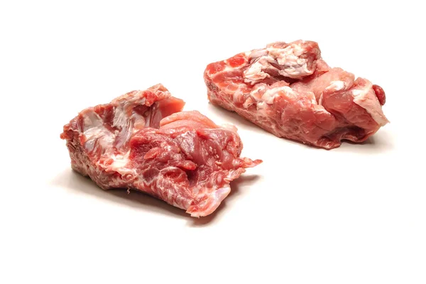 Carne Maiale Fresca Sull Osso Sfondo Bianco Posto Libero — Foto Stock