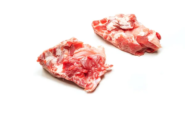 Carne Maiale Fresca Sull Osso Sfondo Bianco Posto Libero — Foto Stock