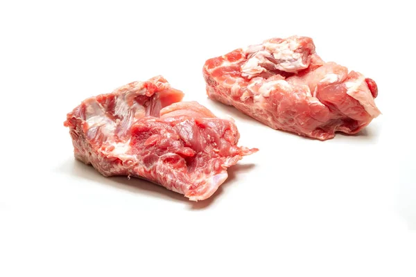 Carne Maiale Fresca Sull Osso Sfondo Bianco Posto Libero — Foto Stock