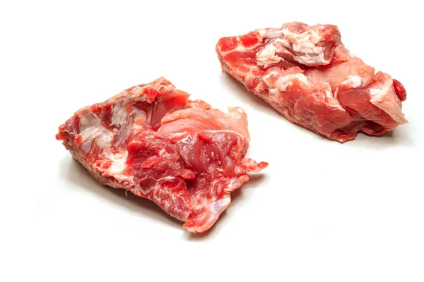 Carne Maiale Fresca Sull Osso Sfondo Bianco Posto Libero — Foto Stock