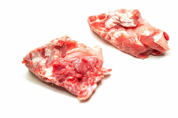 Carne Maiale Fresca Sull Osso Sfondo Bianco Posto Libero — Foto Stock