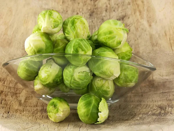 Brussels Sprouts Glass Bowl — Stock Photo, Image