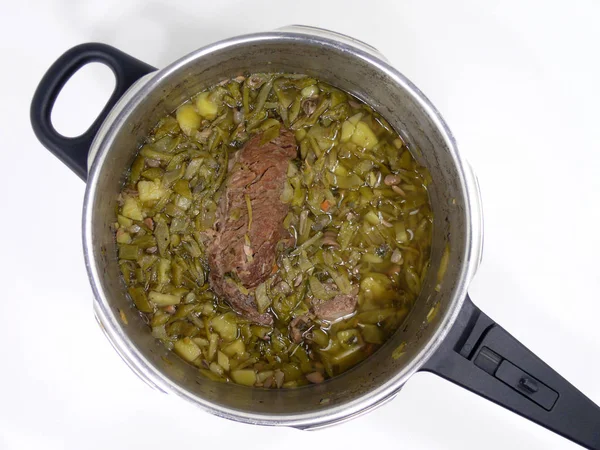 Ensopado Feijão Com Carne — Fotografia de Stock