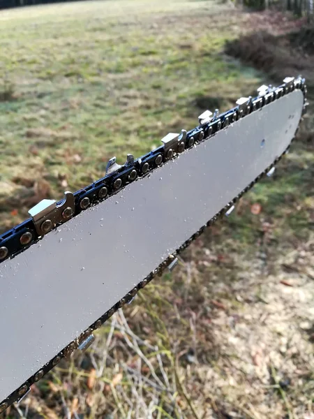 Detalhe Espada Motosserra — Fotografia de Stock