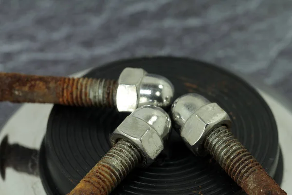生锈的螺母机械螺母 — 图库照片