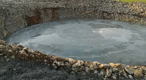 Freshly Poured Concrete Foundation Windmill — Stock Photo, Image