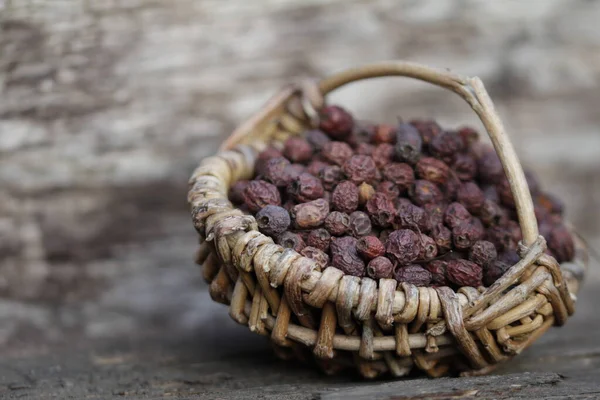 Basket Dried Hawthorn Berries — Stock Photo, Image