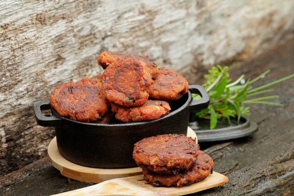 Friterad Köttfri Med Färsk Veggie Hack — Stockfoto