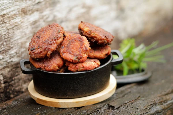 Freír Sin Carne Con Verduras Frescas Hackear —  Fotos de Stock