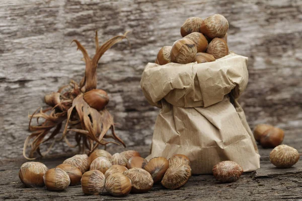 Turecké Lískové Ořechy Předkládané Sáčcích — Stock fotografie