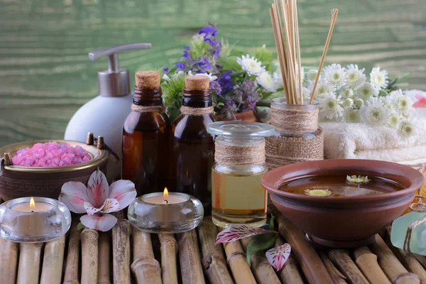 SPA accessories for massage in a composition on a light background