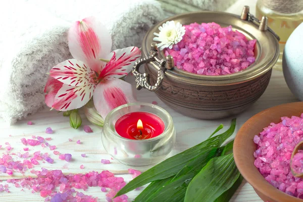 SPA accessories for massage in a composition on a light background