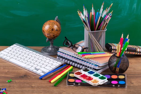 Material Escolar Para Estudo Composição Mesa — Fotografia de Stock