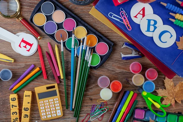 School Supplies Study Composition Table — Stock Photo, Image