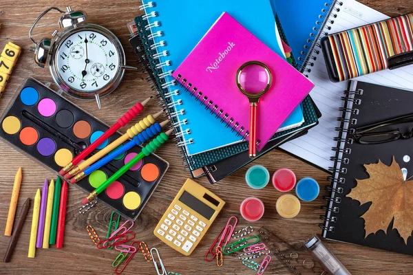 School Supplies Study Composition Table — Stock Photo, Image