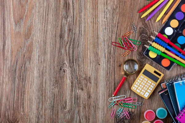 Material Escolar Para Estudiar Composición Mesa — Foto de Stock