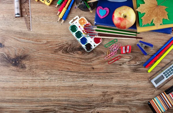 Materiali Scolastici Studio Nella Composizione Sul Tavolo — Foto Stock