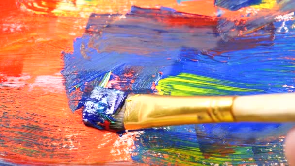 Paint Brushes Watercolor Paints Motion Table — Stock Video