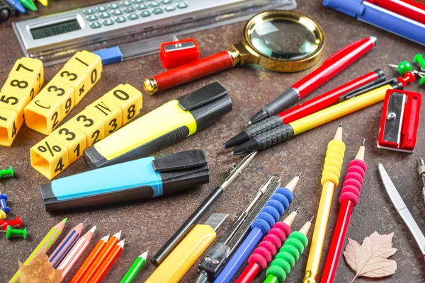 Vuelta Escuela Material Escolar Para Clases Lecciones —  Fotos de Stock