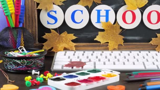 Torniamo Scuola Materiale Scolastico Lezioni Lezioni — Video Stock